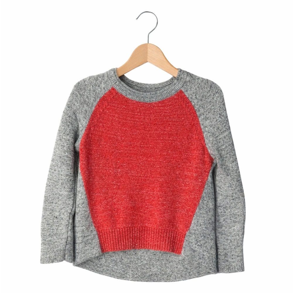 Baby Gap Toddler Colorblock Sweater 2 Years Red Gray Raglan Knit Pullover